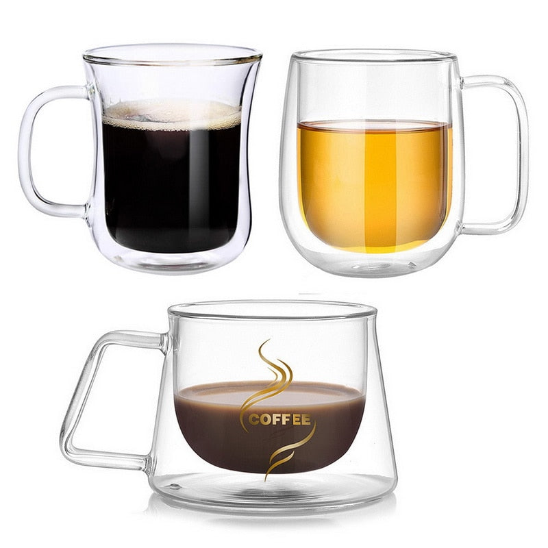 Double Wall Glass Thermal Insulated Coffee Mug